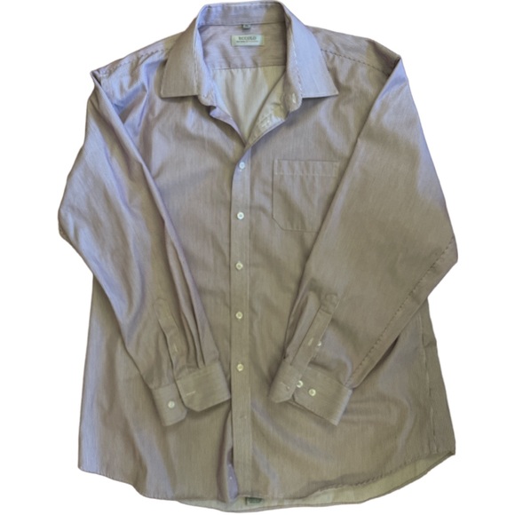 ECCOLO mens 18l button down dress shirt in purple small checkered pattern - Picture 3 of 5